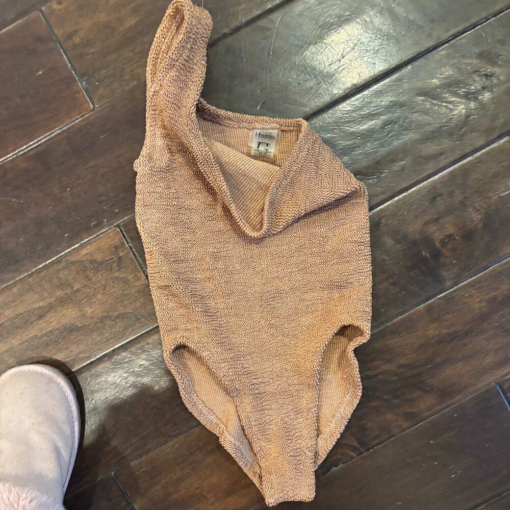 Hunza g tan one piece bathing suite